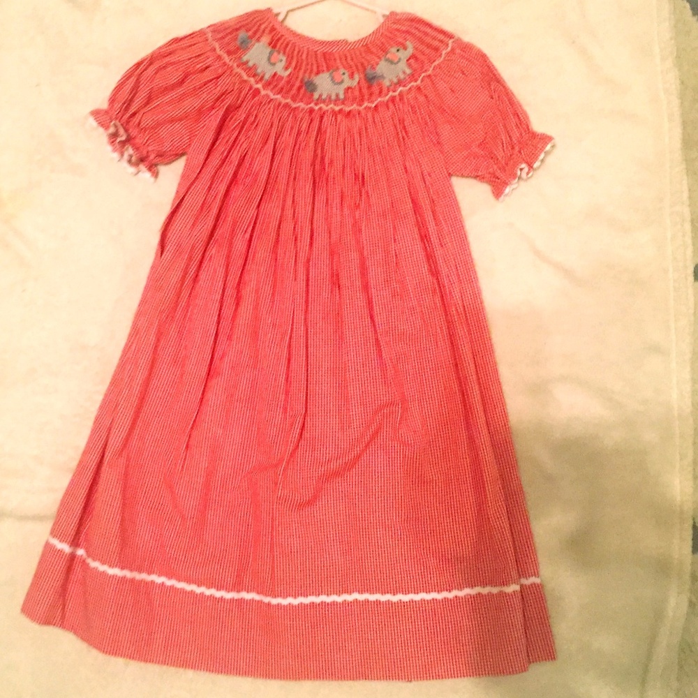 Red Elephant smocked dress